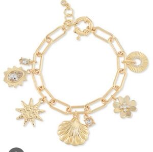 On 34th Gold-Tone Crystal Charm Flex Bracelet Women New